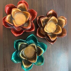 Set of 3 Flower Tea Lights Candle Holder